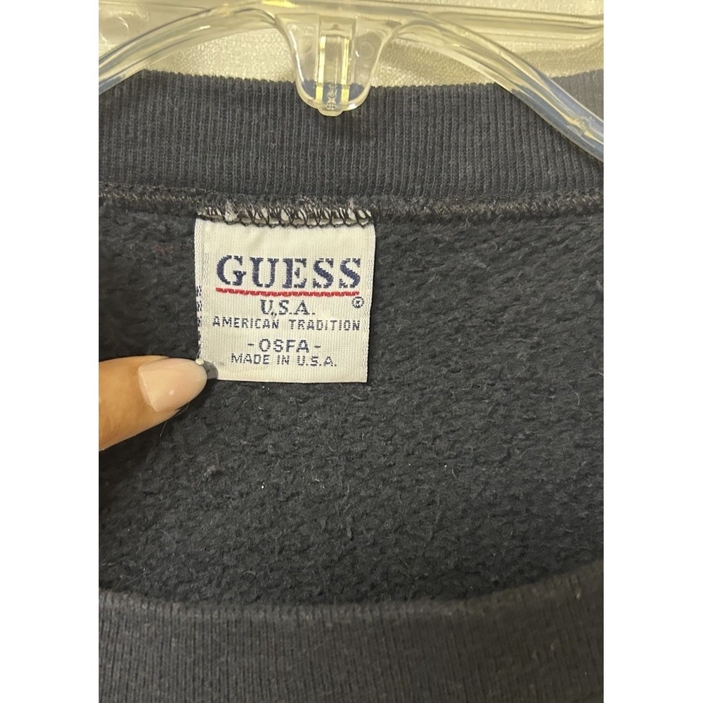 VINTAGE Guess Jeans USA Crew Neck Sweatshirt Black One Size Embroidered Logo - Picture 3 of 5